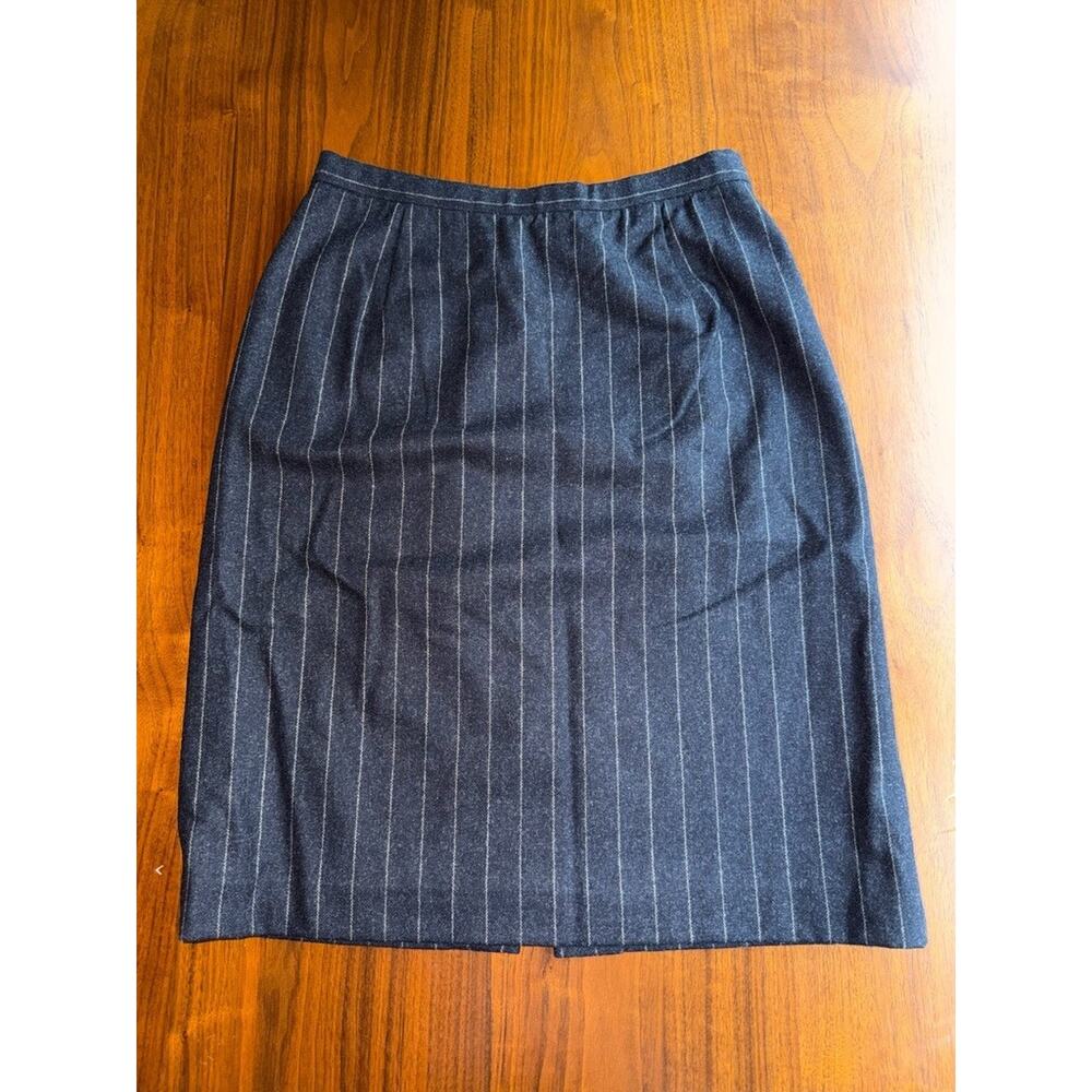 Vintage Badgley Mischka Women's Wool Pinstripe Skirt Charcoal Grey - Size 14